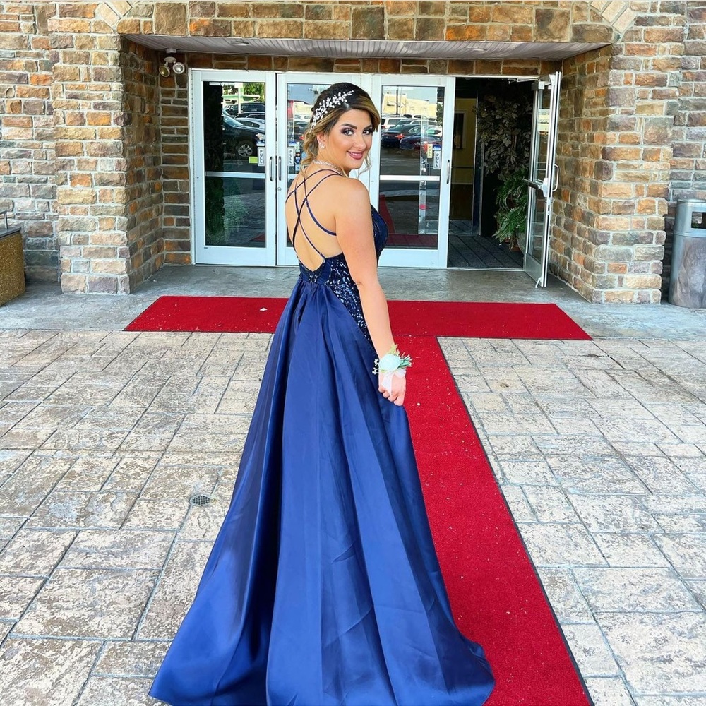 Windsor Royal Blue sequin gown. Worn once as new. Size 4.